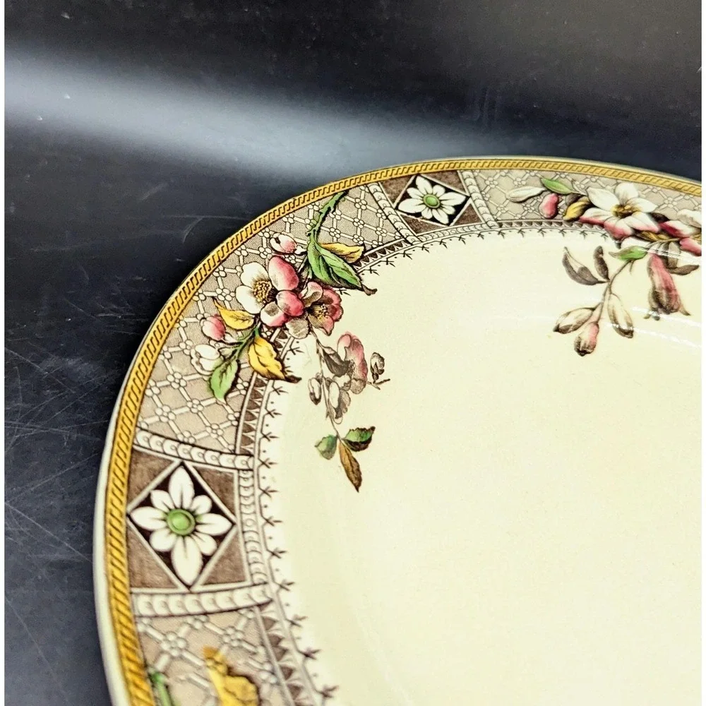 Antique Aesthetic Period Brown Transferware 10.5